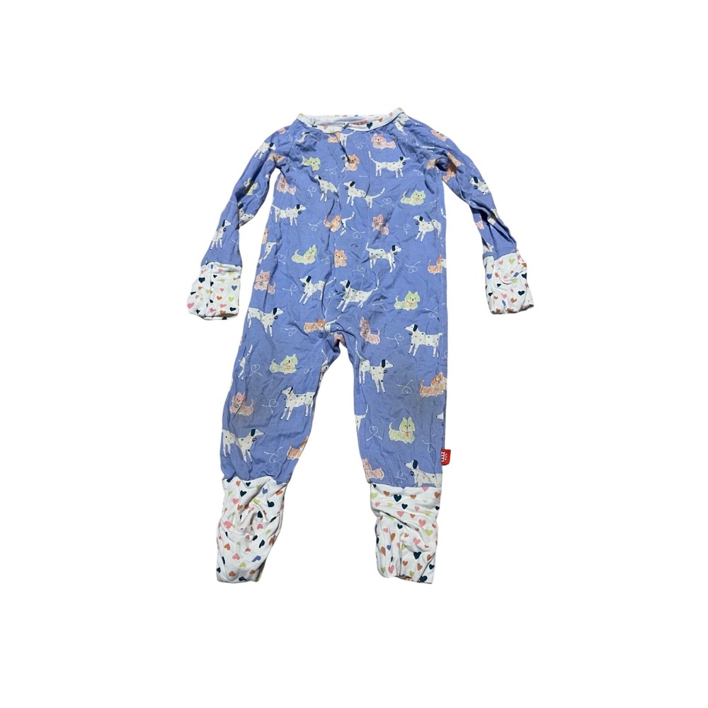 Magnetic Me Blue Dog Print Magnetic Footie Pajama 6-9 Months Modal Sleeper
